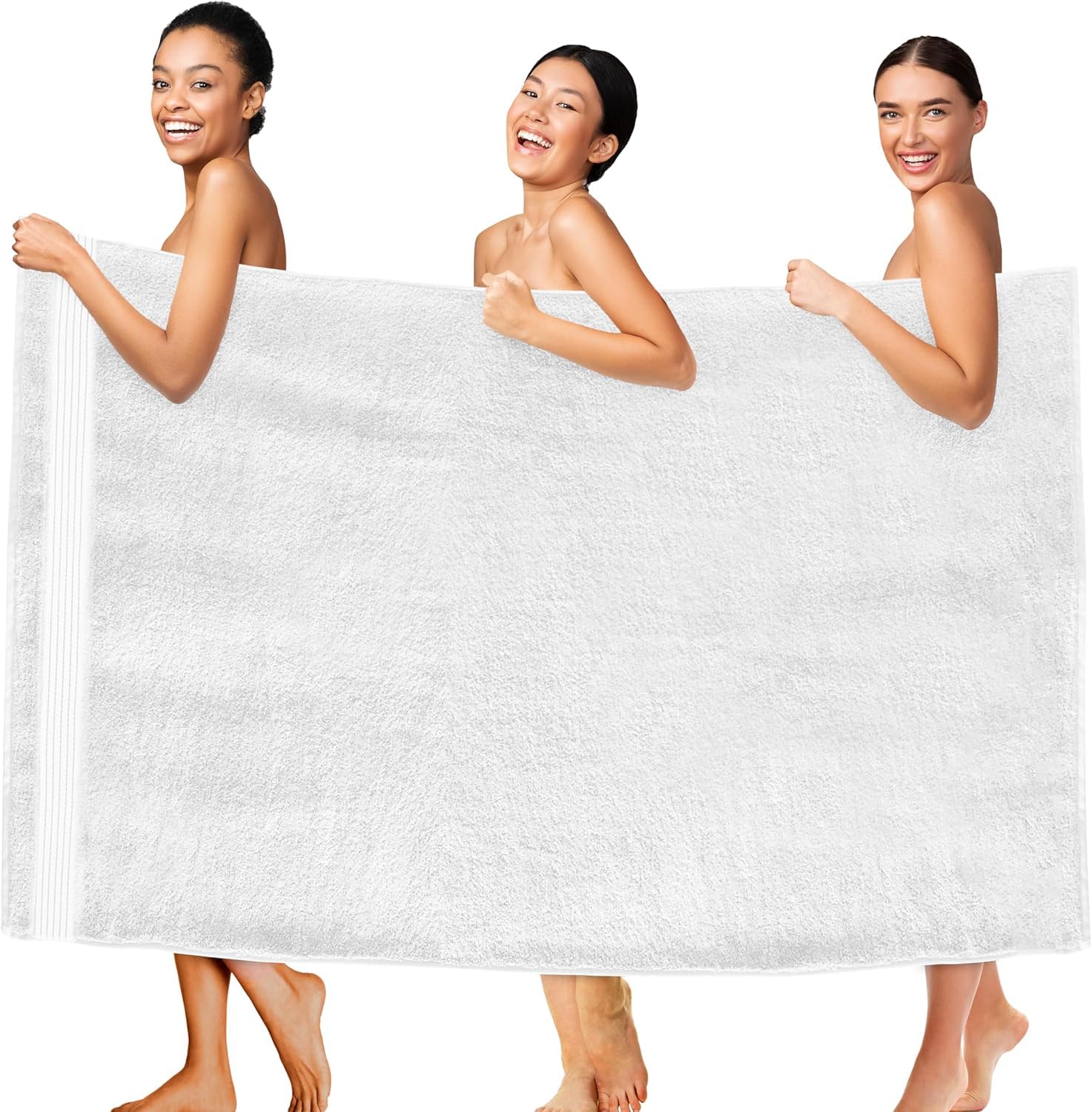 Tiqh 100% Organic Cotton Bath Towel 600 Gsm | Highly Absorbent & Quick Dry Extra Large Bath & Beach Jumbo Bath Sheet Oversized Bath Towel Extra Large (White)