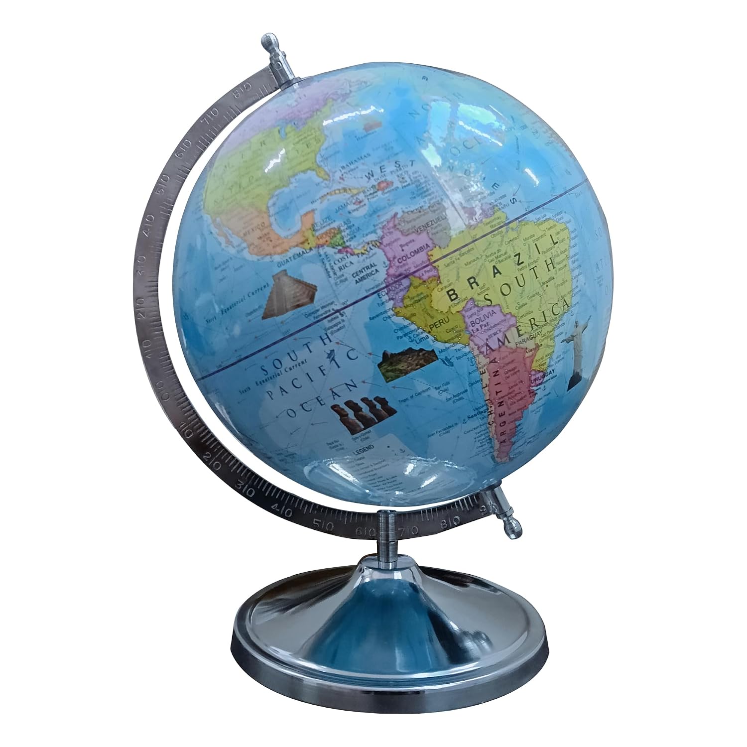 Educational World Globe 10 Inch With Metal Stand For Kids Learning & Students, For Office Table, Boys & Girls Birthday Gift, Pack Of 1