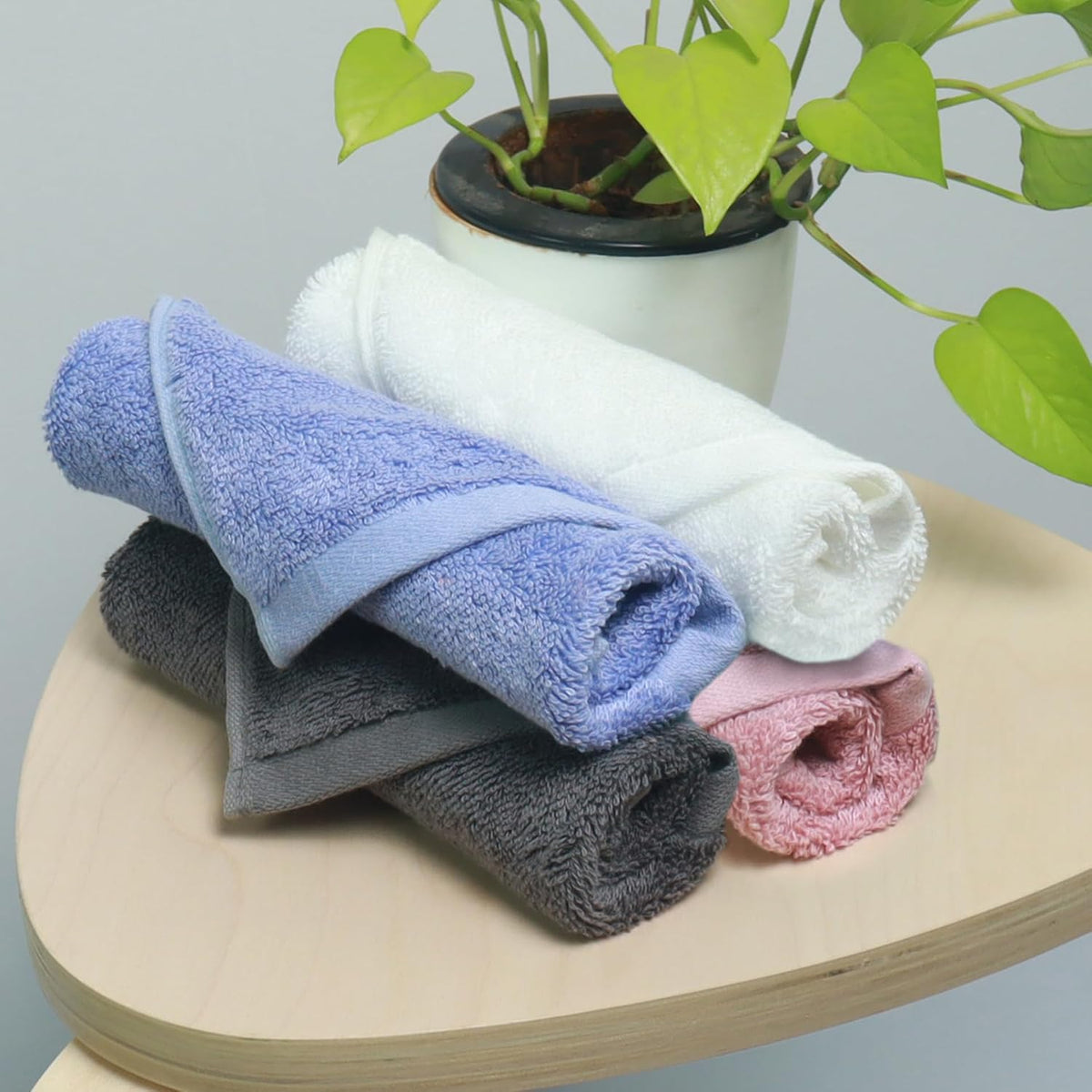 Heelium Bamboo Face Towel 800 Gsm | Ultra Absorbent & Odour-Free 3x Softer Than Cotton Towels | Pack Of 4 (Grey, Iris, White & Peach)