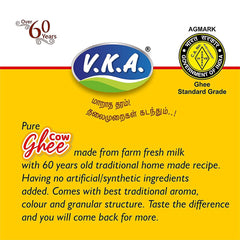 Premium Cow Desi Ghee By V.K.A. | Rich In Taste & Nutrients Bilona Desi Cow Ghee Perfect For Energy | (1 Litre) 33.8 Ounce | Bucket