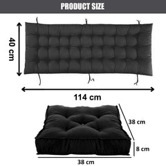 Microfiber Soft Cushion, Long & Square Chair Pad Cushion, Black - 46 X 16 Inches | For Indoor & Outdoor Home Office Décor | Rocking Chairs Pad, Washable, Model No - Kubmart11923, Set Of 2