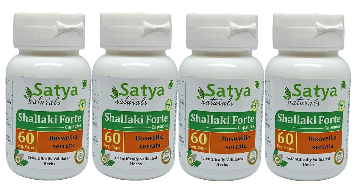 Satya Naturals Boswellia Serrata Shallaki Extract Capsules, Highest Potency, 100% Herbal Product | 500mg 60 Veg Capsules 100gm 0.2lbs Each Pack Of 4