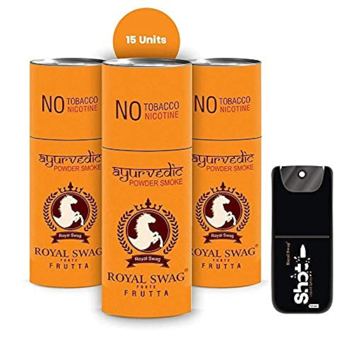 Royal Swag Ayurvedic & Herbal Cigarette, Frutta Flavour Smoke Tobacco Free Cigarettes With Shot - (15 Sticks, Shot -1)