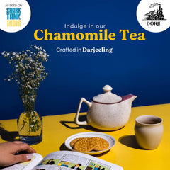 Dorje Teas Darjeeling Chamomile Green Tea - 100gm, 3.5 ounce, 40 Cups | Promotes Good Sleep & Stress Relief - Low Caffeine, Soothing Tea For Relaxation & Glowing Skin