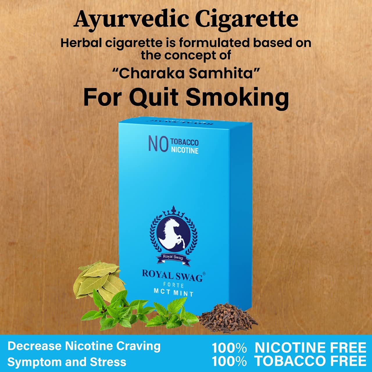 Royal Swag Ayurvedic Cigarette Nicotine And Tobacco Free Combo - 40 Stick With 100ml Shot (Frutta, Clove, Regular And Mint- Each 10)