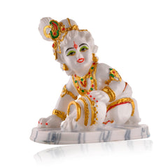 Laddu Gopal Murti, Baby Krishna Idol, Makhan Krishan Statue, White, Marble Idol, Handcrafted Gopal Ji, Perfect For Worship & Home Décor, All Occasions