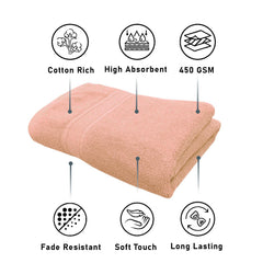 Luxe Home Cotton Bath Towel 450 Gsm | Quick Dry Large Size Bathroom Towels For Men & Women, Home, Kitchen, Gym, Spa (Rust)