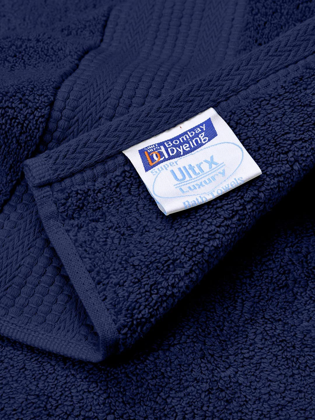 Bombay Dyeing Super Ultrx Zero Twist Plain Dyed Cotton Bath Towel 650 Gsm (Navy)