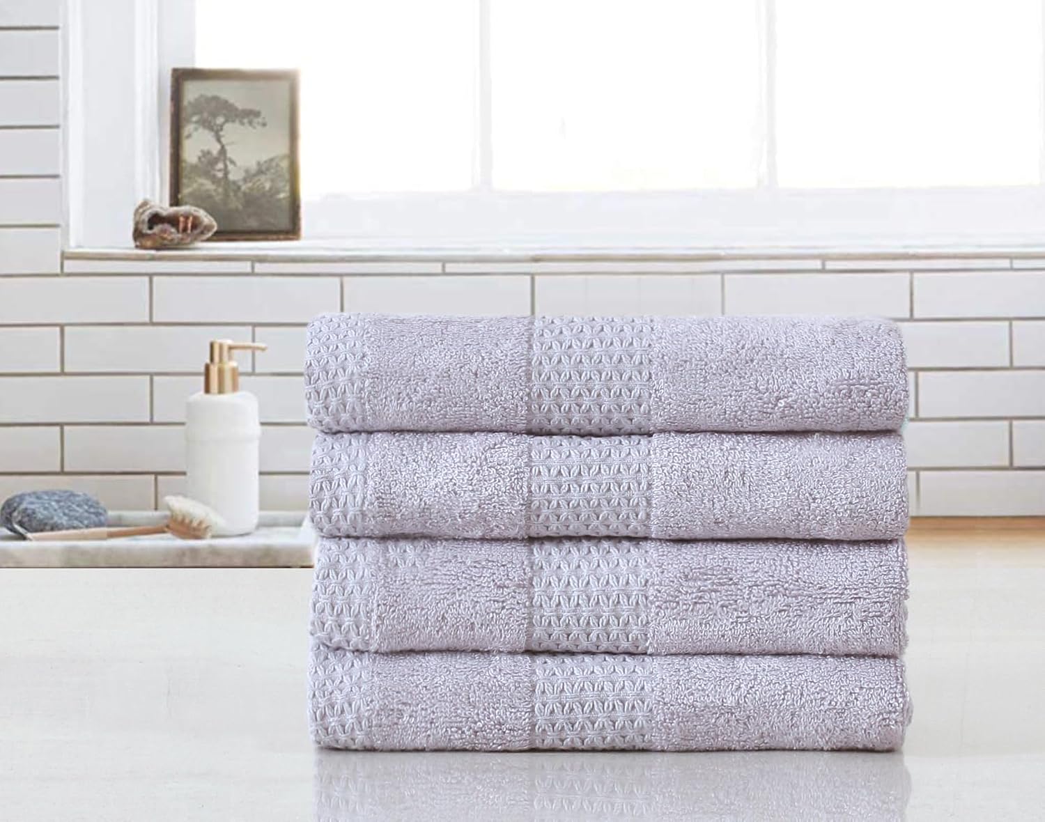 Fash Home International Hand Towel 800 Gsm | 100% Cotton Highly Absorbent Luxurious Large Couple Hand Towel Set (Sea Sand) - Set Of 4