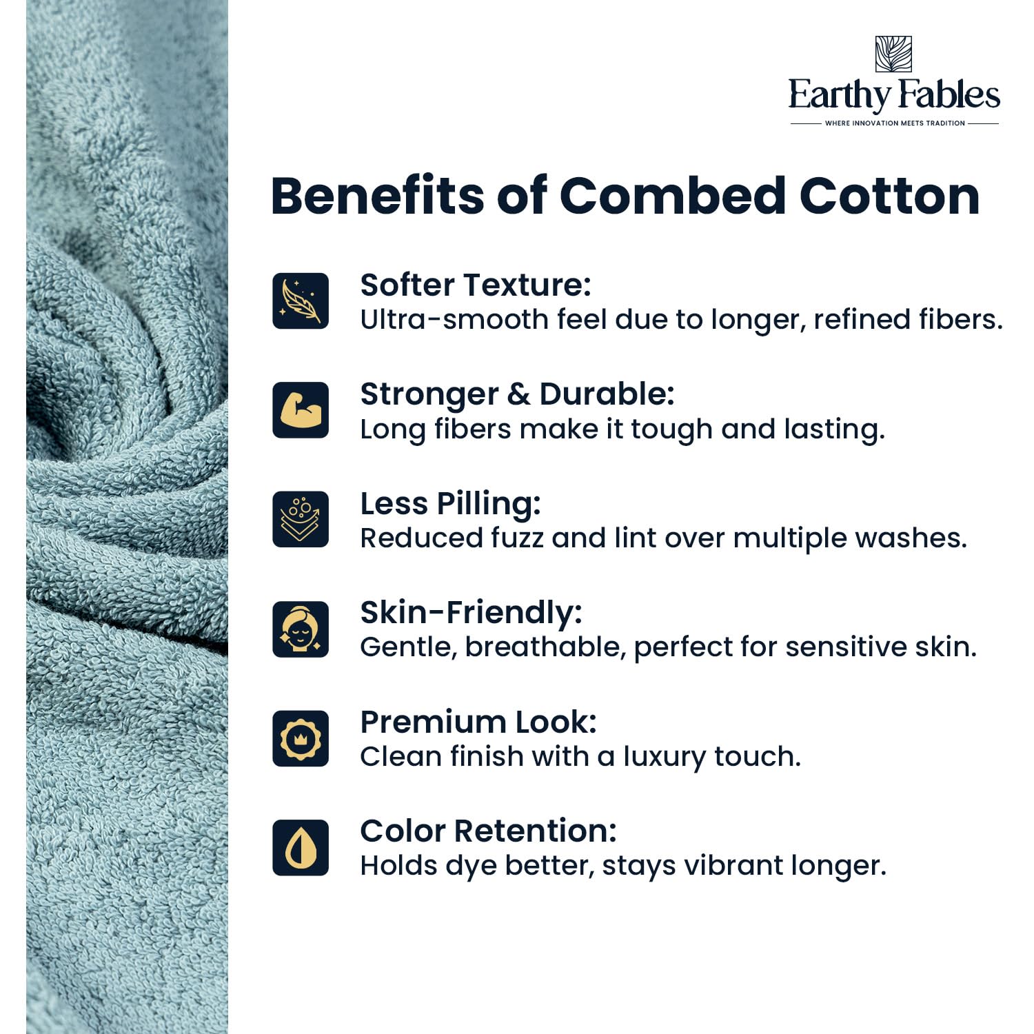 Earthy Fables Premium Hand Towels 600 Gsm | 100% Combed Cotton, Ultra Soft Quick Dry & Highly Absorbent, For Home, Gym & Travel | Set Of 4 (Aqua)