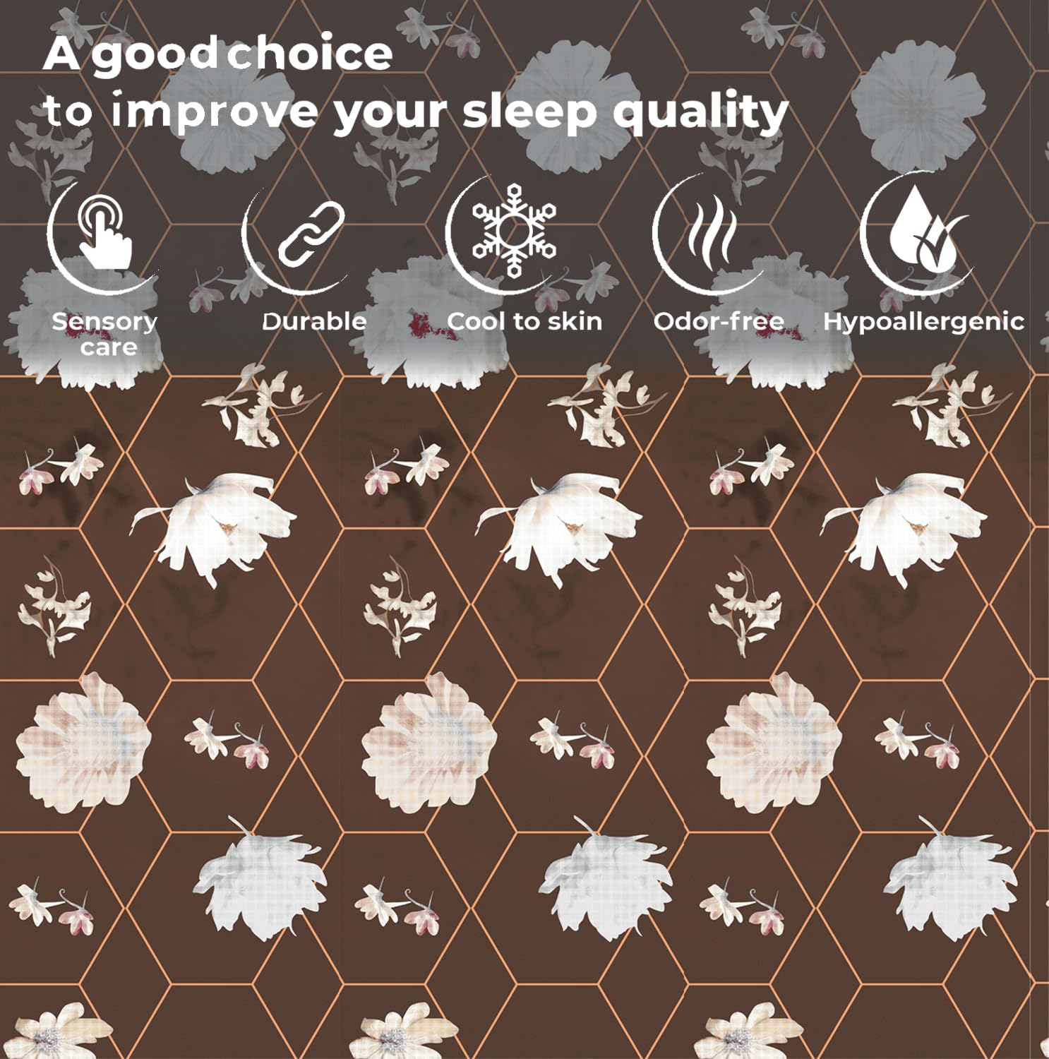 Printed King Size Bedsheet With 2 Pillow Cover - 108 X 108 Inches, Brown & White | Double Bed Breathable & Wrinkle Free | All-Season Comfort Bedsheet