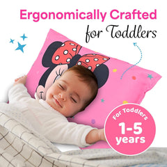Soft & Cozy Pillow For Kid's, Comfortable Pillow For 2 Year Old's Disney Minnie, Pink - 12x18 Inches | Suitable For All Sleepers, Multipurpose & Comfortable, Breathable - Pack Of 1