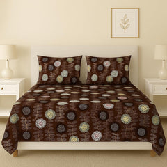 Glace Cotton Flat Double Bedsheets With 2 Pillow Covers | 90 X 90 Inches, Dark Brown | Double Bed Breathable | Wrinkle Free & Summer