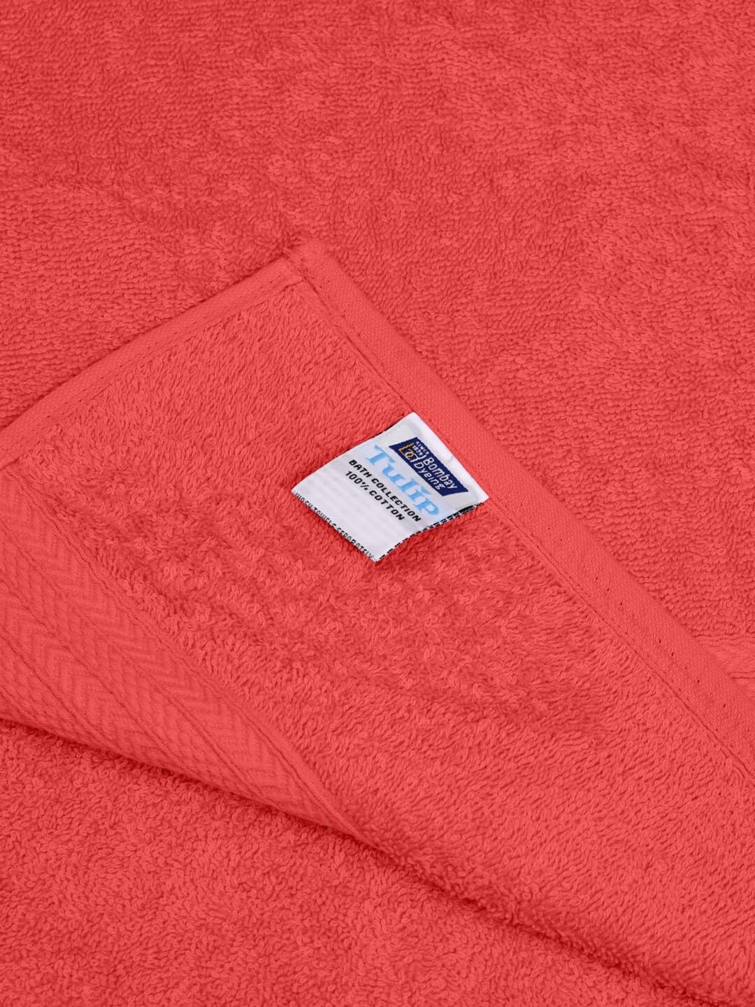 Bombay Dyeing Towel 100% Cotton Tulip Bath Turkish Towel 500 Gsm | Super Soft & Ultra Absorbent | Hand Washable & Machine Washable (Red)