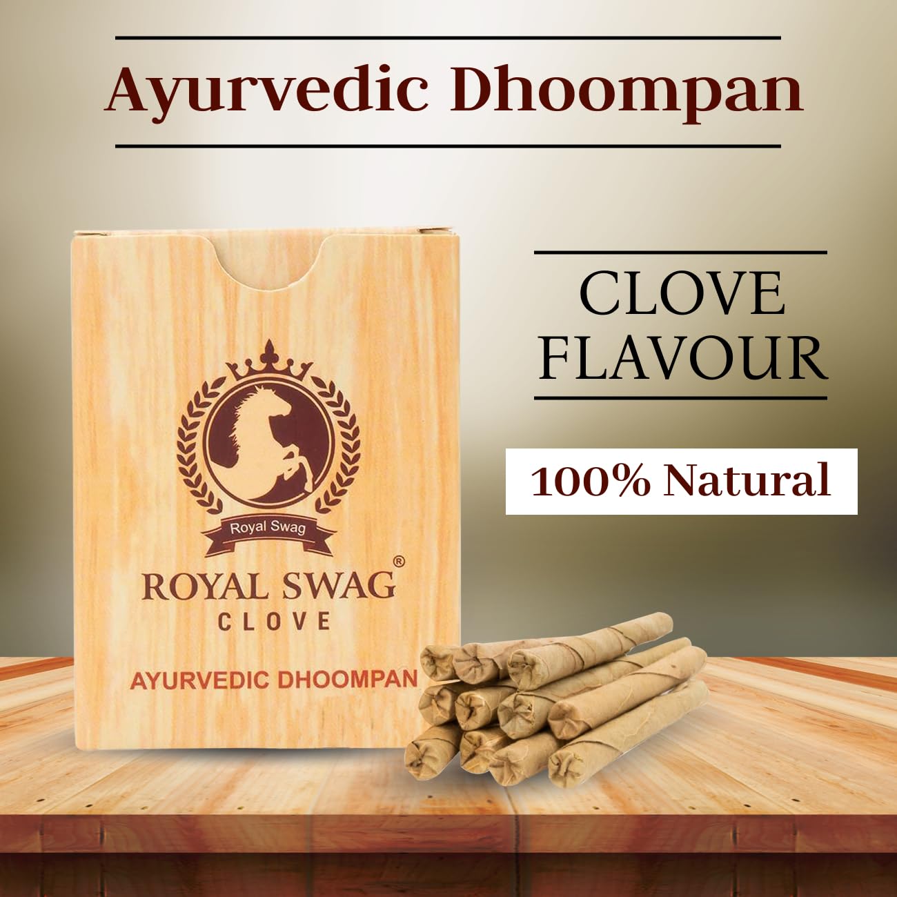 Royal Swag Ayurvedic Herbal Bidi For Smoking 100% Tobacco-Free, Nicotine-Free (Pack Of 20 Sticks) With 20mm Shot Spray Satisfy Nicotine Craving (Smoking Cessation)