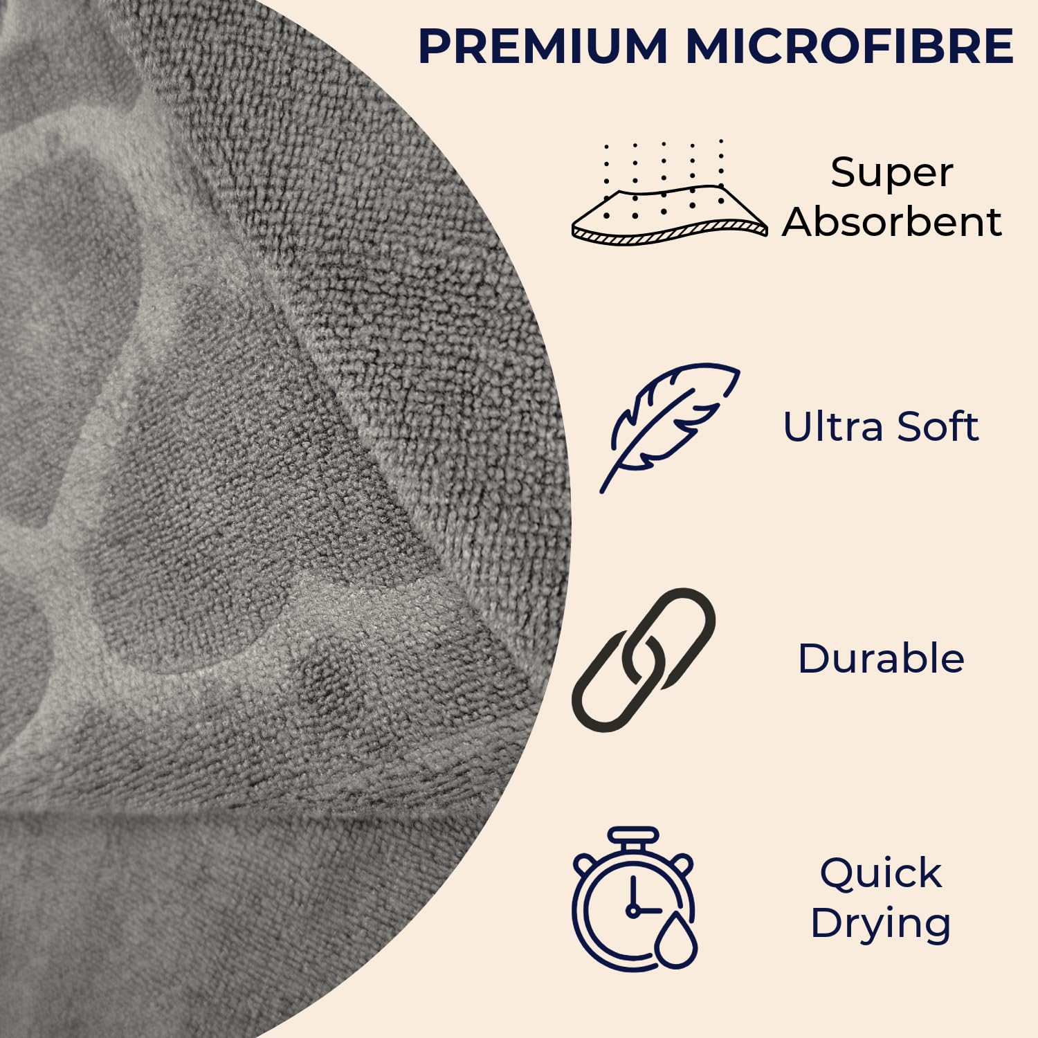 Nive Home Linens Microfiber Bath Towel 400 Gsm | Self Design, Ultra Soft, Super Absorbent, Quick Dry (Gray)