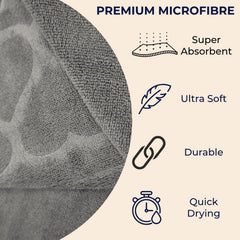 Nive Home Linens Microfiber Bath Towel 400 Gsm | Self Design, Ultra Soft, Super Absorbent, Quick Dry (Gray)