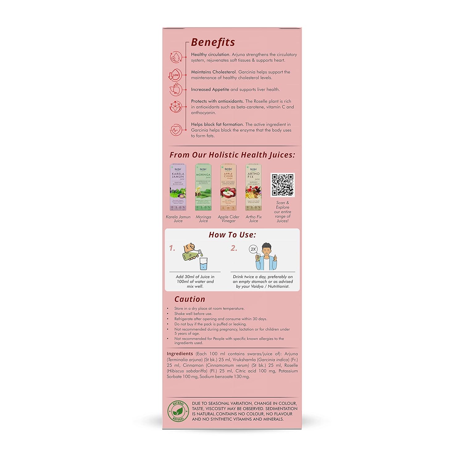 Sri Sri Tattva Shuddhta Ka Naam Arjuna Garcinia Juice - Cardio Tonic, Strengthens The Circulatory System, Rejuvenates Soft Tissues & Supports Heart | 1 Litre 2.2lbs