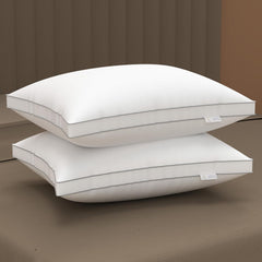 Gusseted Hotel Pillows For Sleeping, Neck Support Pillows, White | Down Alternative, Hypoallergenic, Bed Pillows | For Side & Back Stomach Sleepers, Soft & Supportive - Pack Of 2