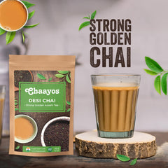 Chaayos Strong Golden Assam Tea - 500gm, 17.6 Ounce, 250 Cups | Premium Chai Patti Desi Chai - Assam Black CTC Tea | Caffeine Free