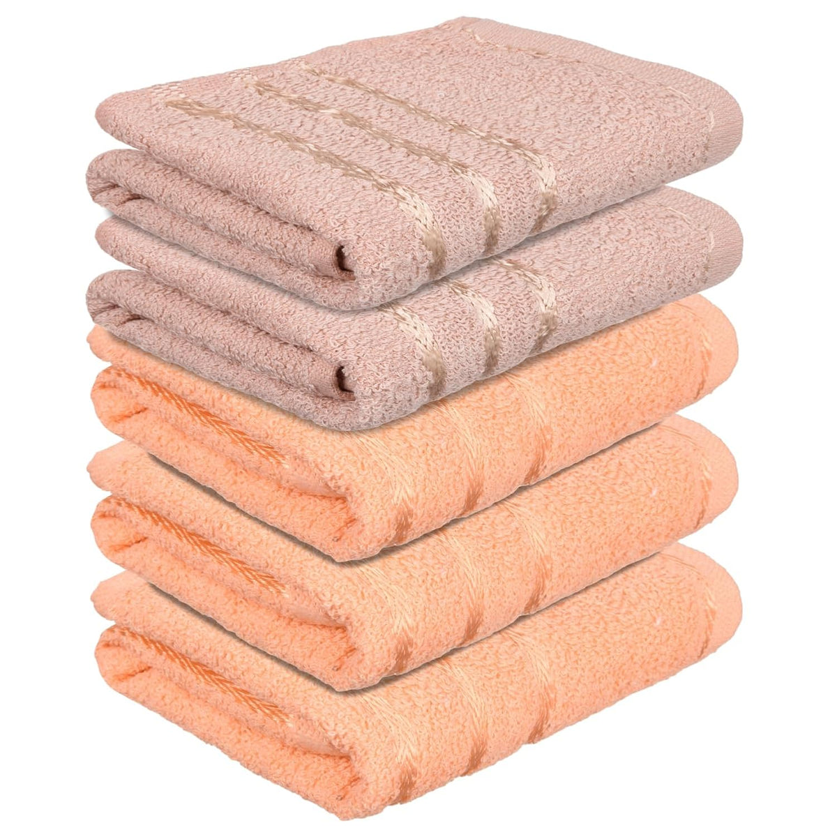 Kuber Industries Face Towel 1000 Gsm | Towels For Daily Use Workout Hand Towel | Lining Design | Pack Of 5 (Peach & Brown)