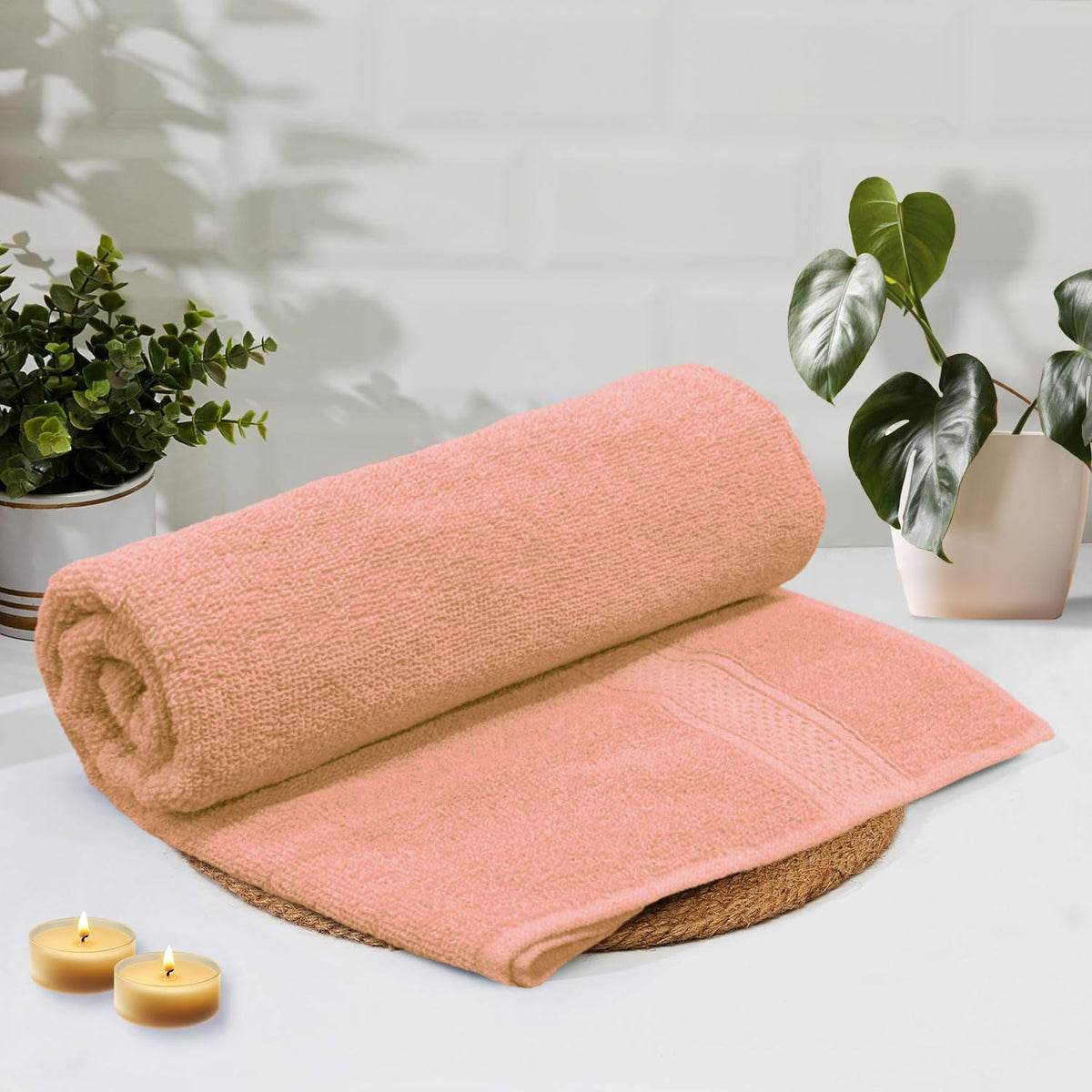 Luxe Home Cotton Bath Towel 450 Gsm | Quick Dry Large Size Bathroom Towels For Men & Women, Home, Kitchen, Gym, Spa (Rust)
