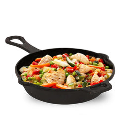 Pre-Seasoned Black Cast Iron Shallow Fry Pan With Long Loop Handle - Medium, 23cm, 9 Inch, 1.4 Ltr, 2.4 Kg | Induction Friendly, Nonstick Fry Pan, 100% Pure & Toxin Free, No Chemical Coating