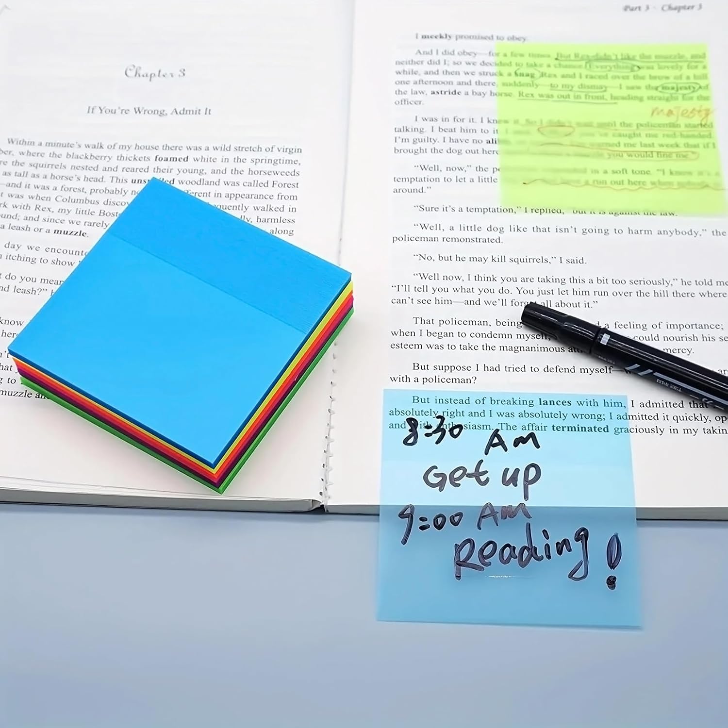 Transparent Sticky Note Pad, 5 Different Color 250 Sheets | Self-Sticky Note Pads, 3 X 3 Inch