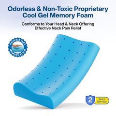 Cervical Pillow For Neck Pain, Cool Gel Memory Foam Pillow - 18 X 11 X 3.5 Inch | Orthopedic Neck Support Pillow For Sleeping, Neck & Shoulder Pain, Standard Size, Grey Velvet - Pack Of 1
