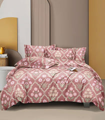 1 King Size Elastic Fitted Bedsheet With 2 Pillow Cover + Comforter - 72 X 78 Inches, Pink | Suitable For All-Season Use | Soft To Touch, Light Weight