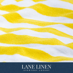 Lane Linen 100% Cotton Large Bath Towels 1000 Gsm | Cabana Stripe Bathroom Towels | Highly Absorbent, Soft & Quick Dry Towels - Yellow (Pack Of 2)