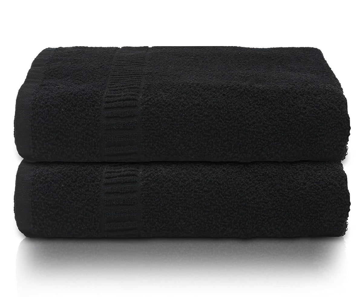 Kuber Industries Cotton Bath Towels 500 Gsm | Super Soft, Fluffy & Absorbent, Cotton Bath Towel Perfect For Daily Use - Black (Pack Of 2)