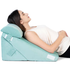 Adjustable Wedge Pillow, Memory Foam Pillow For Head, Back Support, Aqua Green - 22 X 22 X 12 Inch | Wedge Cushion, Acid Reflux, Snoring, Gerd, Leg Elevation, Pregnancy, Washable
