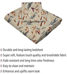 Printed Bedsheet For Single Bed With 1 Pillow Cover - 60 X 90 Inches, Mustard & Grey | Super Soft - Glace Cotton Breathable & Wrinkle Free - 2 Pcs Set