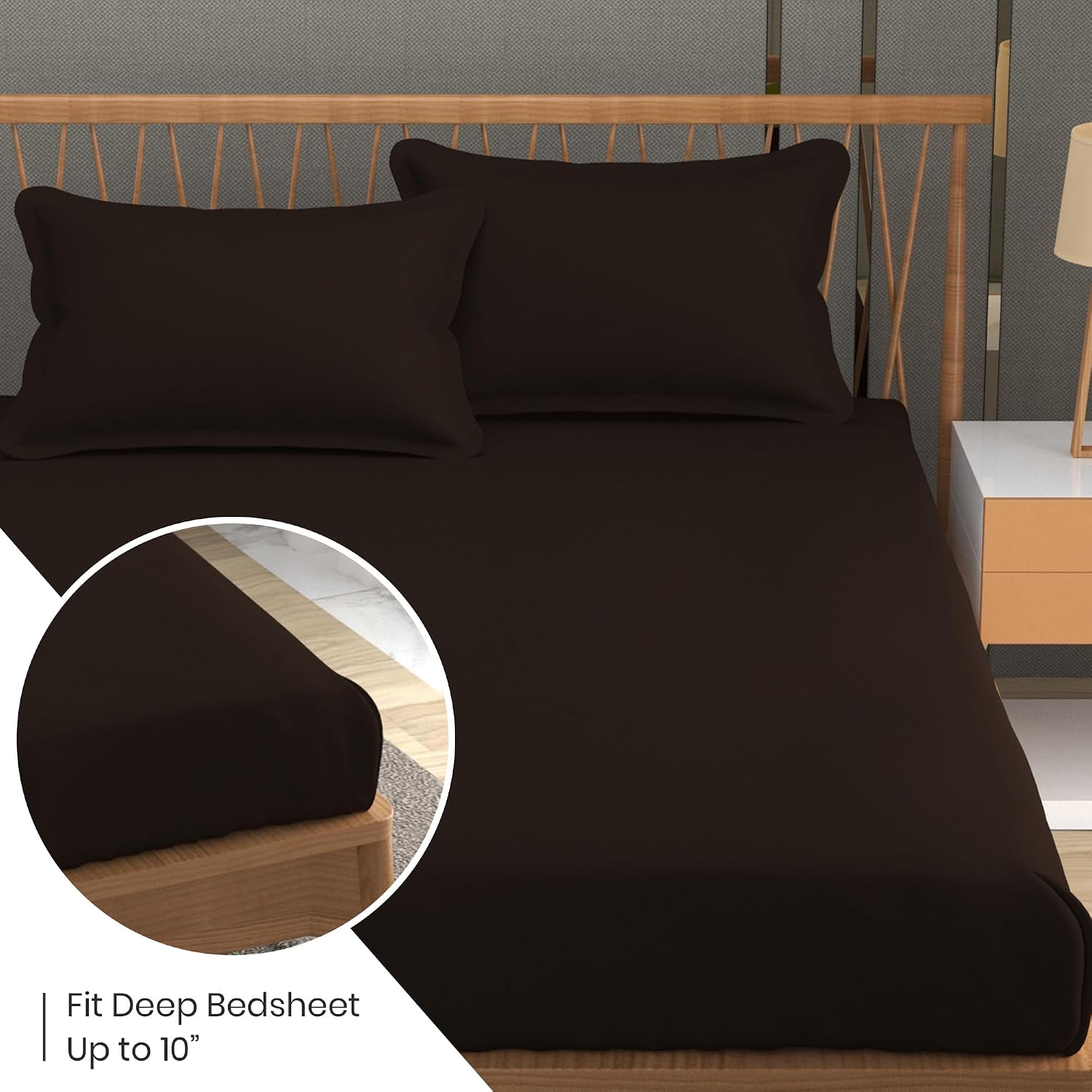 Queen Size Solid Plain Bedsheet Set Includes 2 Pillow Covers - 90 X 95 Inches, Brown | Exceptional Softness & Breathability | Premium Microfiber Material