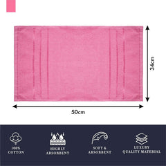 Kuber Industries Cotton Lining Design Face Towel 550 Gsm (Pink) -4 Piece