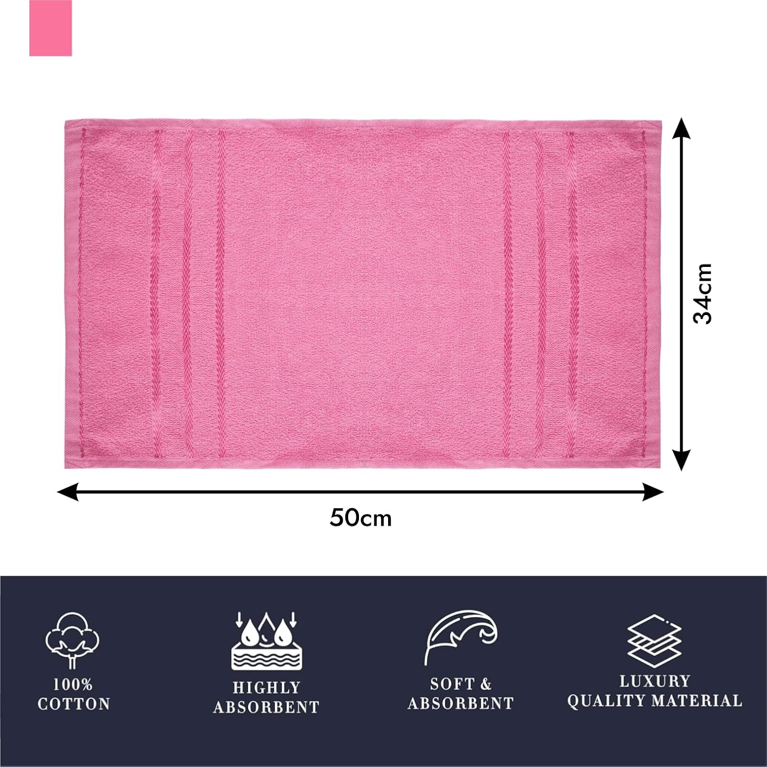 Kuber Industries Face Towel 1000 Gsm | Towels For Daily Use Workout Hand Towel | Lining Design | Pack Of 5 (Orange & Pink)