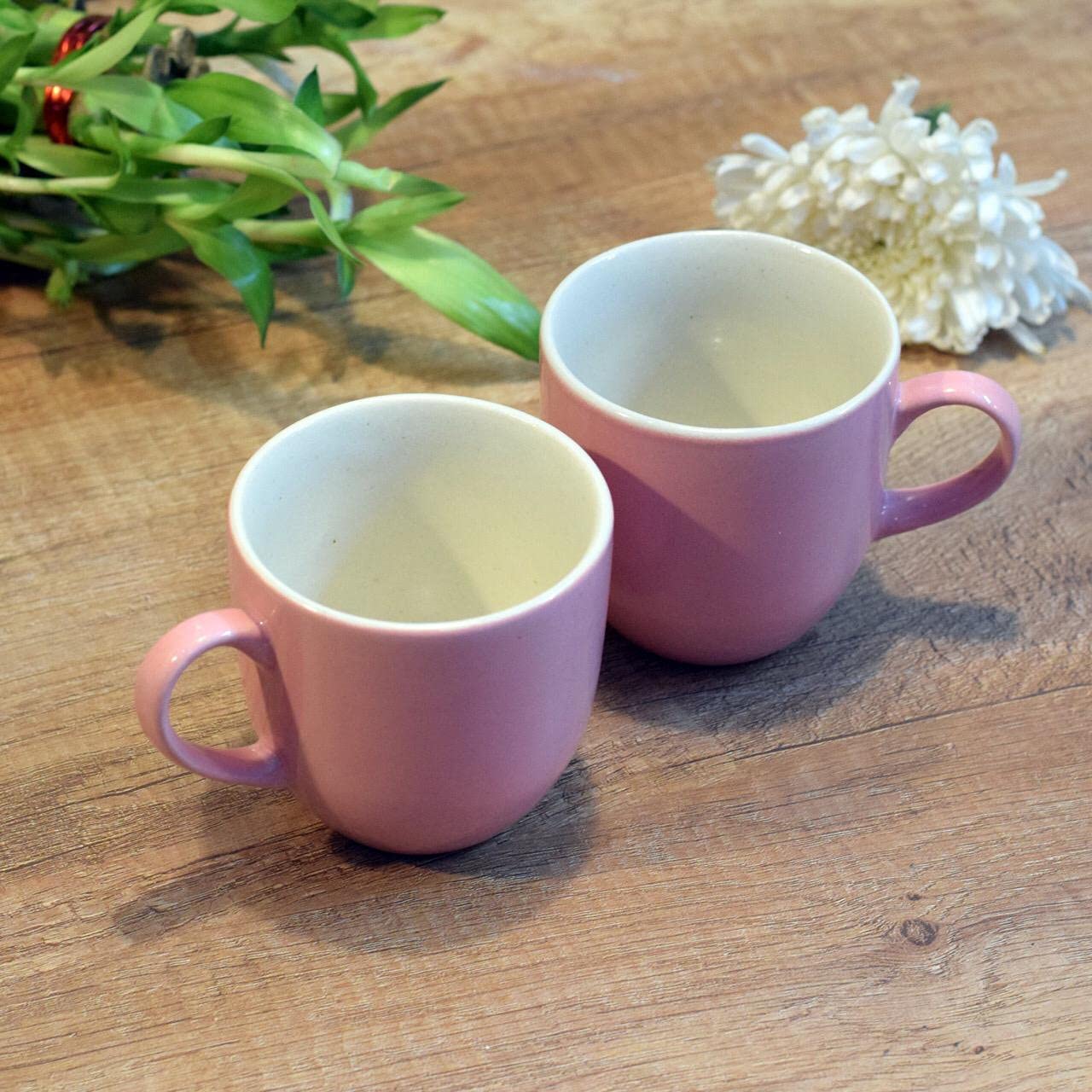 Solid Pink Ceramic Coffee Mug Set Of 6 - 220ml Each | Ceramic Mugs For Coffee, Tea, Milk - Microwave Safe & Dishwasher Safe