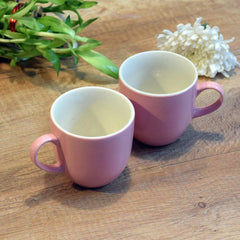 Solid Pink Ceramic Coffee Mug Set Of 6 - 220ml Each | Ceramic Mugs For Coffee, Tea, Milk - Microwave Safe & Dishwasher Safe