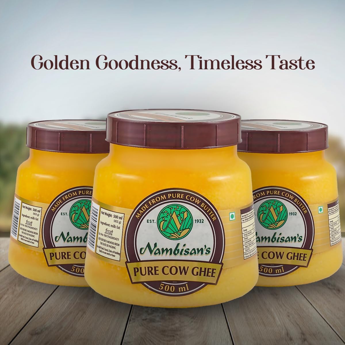 100% Pure Cow Ghee By Nambisan'S | Rich In Protein Fiber & Delicious Healthy Desi Cow Ghee For Sweets | (500ml) 16.9 Ounce | Jar Pack