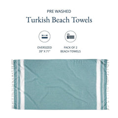 Lane Linen 100% Cotton Pre-Washed Quick Dry Sand Free Beach Towel, Adult Beach Towels Modern Rectangular (2 Pack) -Hunter Green