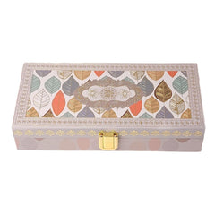 Fancy Shagun Cash Box Or Gaddi Box For Gifting Money On Wedding, New Born Baby, Ring Ceremony Pattern1pc, Material - Wood, Colour - Leaves Grey