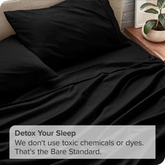 Super King Size Flat Bedsheet With 2 Pillow Covers - 110 X 112 Inches, Black | Good For Home, Hotel, Villa, Resort & Guest House