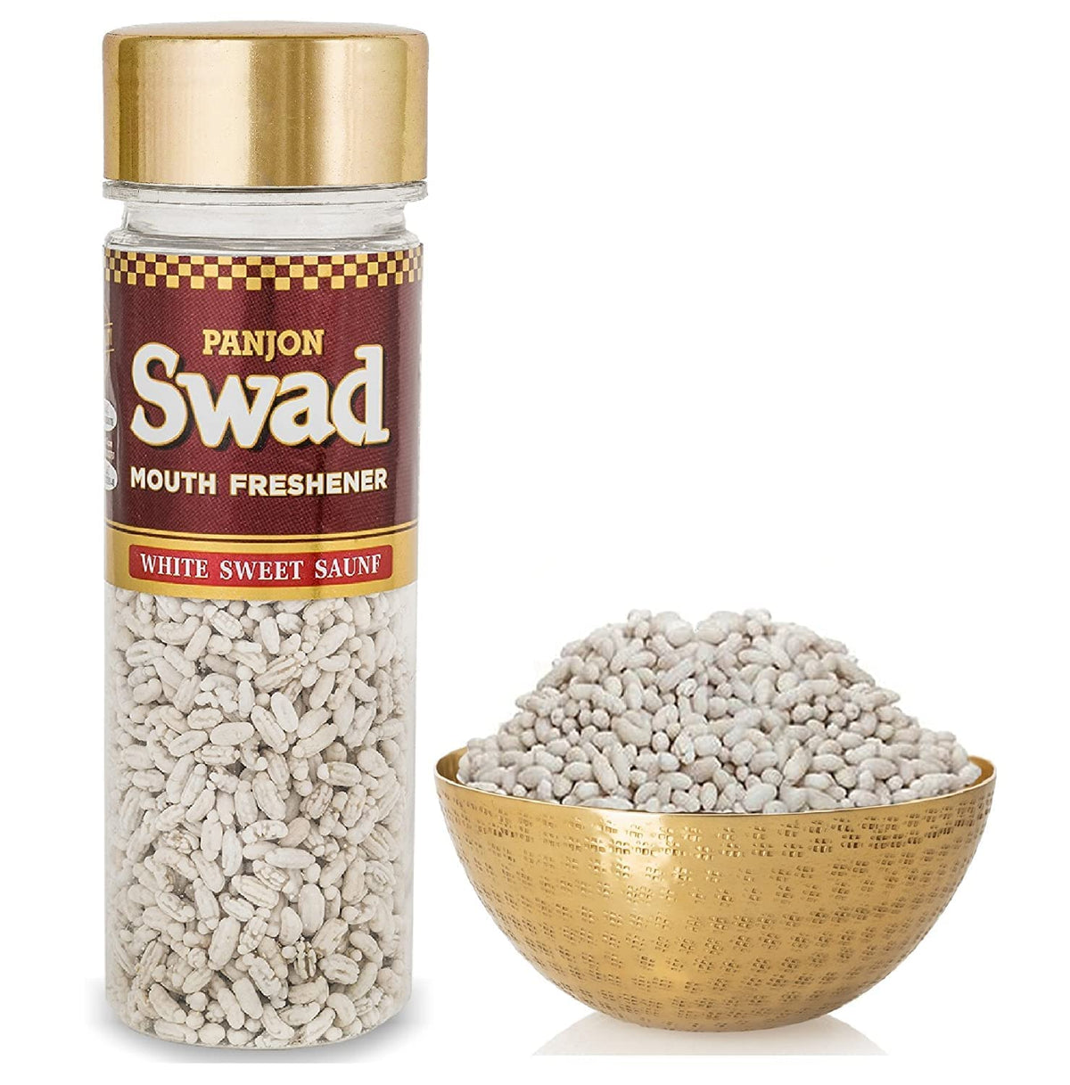 Panjon Swad White Sweet Saunf Mukhwas 120 Grams | Jar Pack