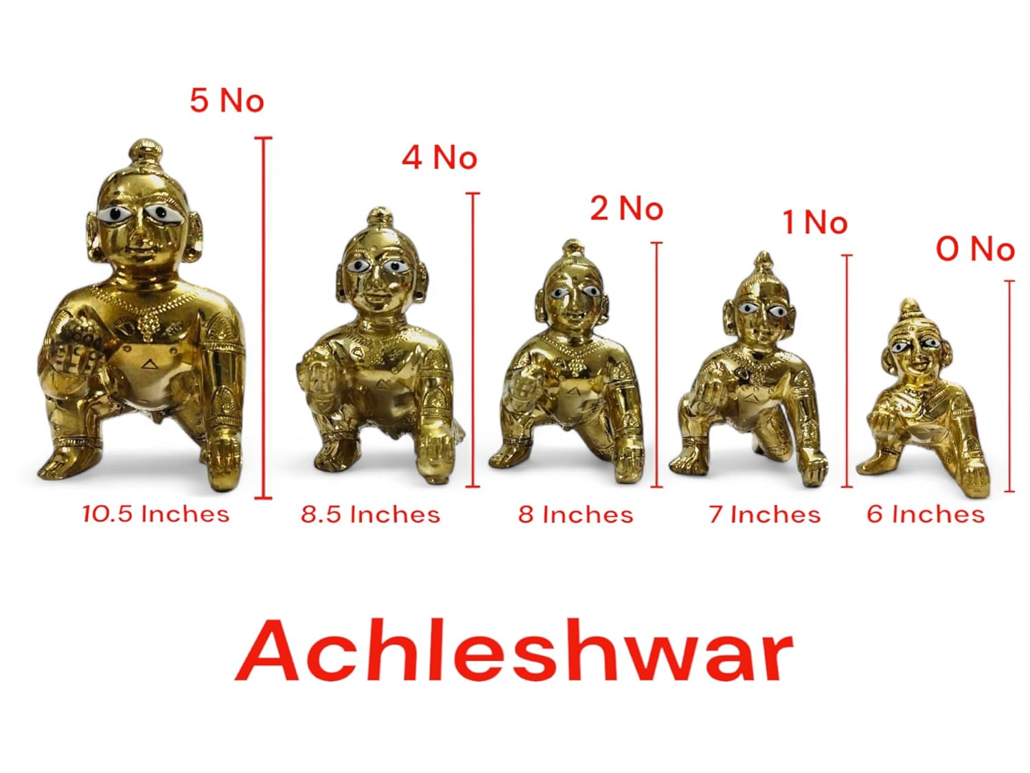 Superfine Ashtadhatu Laddu Gopal Idol, Bal Gopal Idol, Gold, Brass - Size No.5, God Idol, Golden Handmade Statue, Occasions & Festivals, Janmashtami Specials Murti