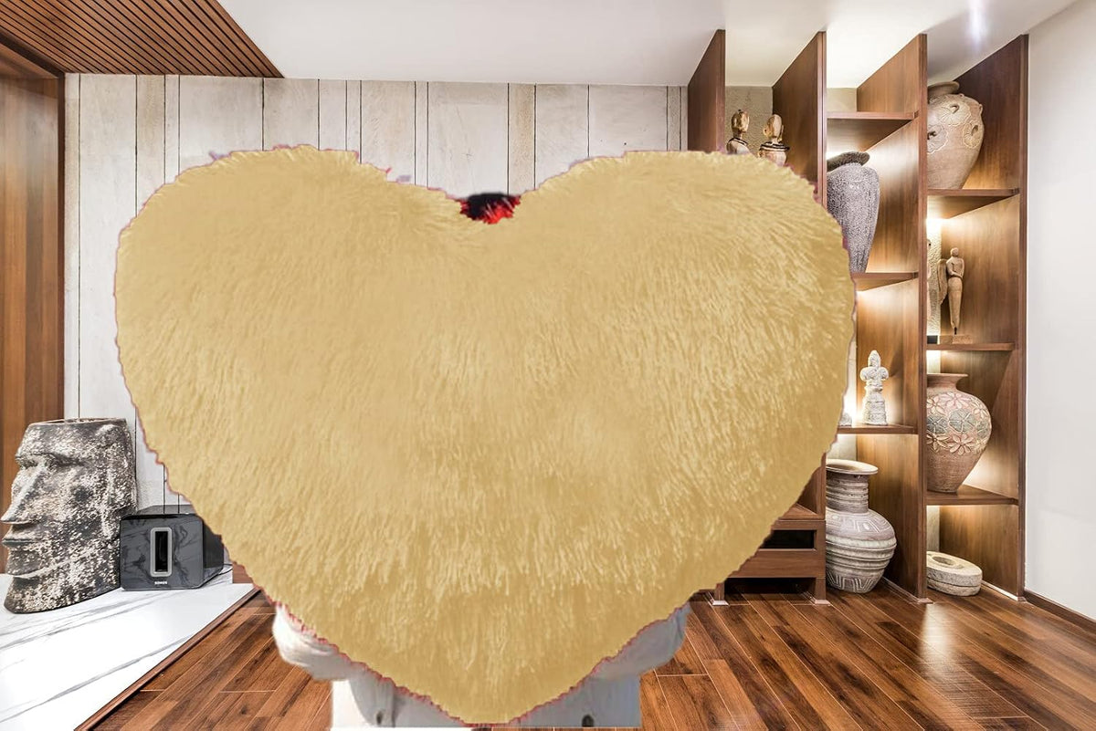 Love Heart Pillow Best Gifts For Birthday Valentine's Day, Beige - Big Size | Give Thanks With A Grateful Heart Love Fur Throw Pillow Cushion | Beautiful Heart Pillow, Washable - Pack Of 1