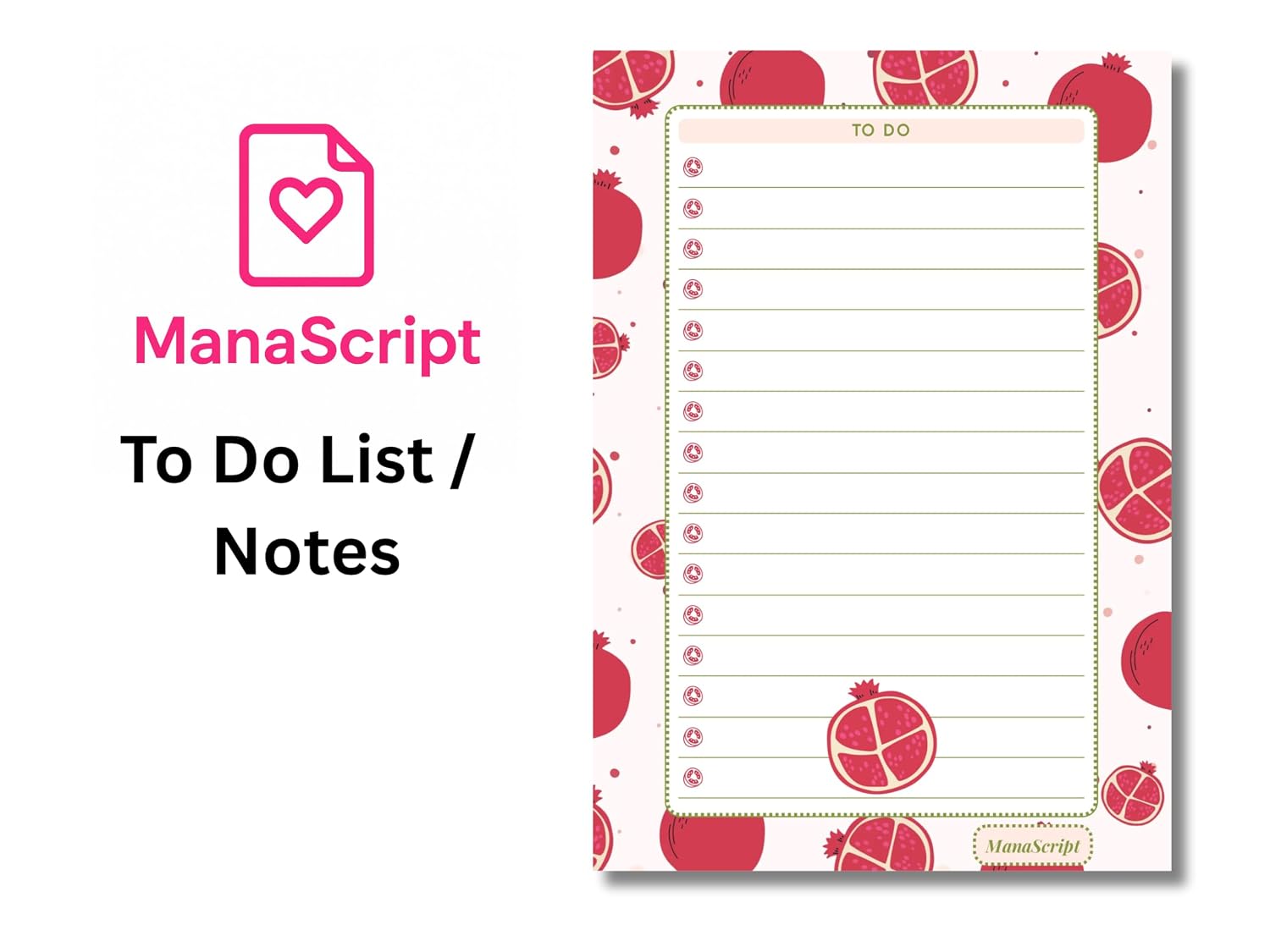 A5 Notes/To Do List Notepad, Beautiful Checklist Pad, Tear-Off Sheets (Pomegranate) Pack Of 1