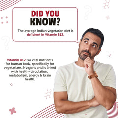 Neuherbs Plant - Based True B12 Supplements For Men & Women , With Myo - Inositol, Folic Acid & Spirulina | Supports Energy, Brain Health & Better Absorption | 60 Tablets , 100gm 0.2lbs