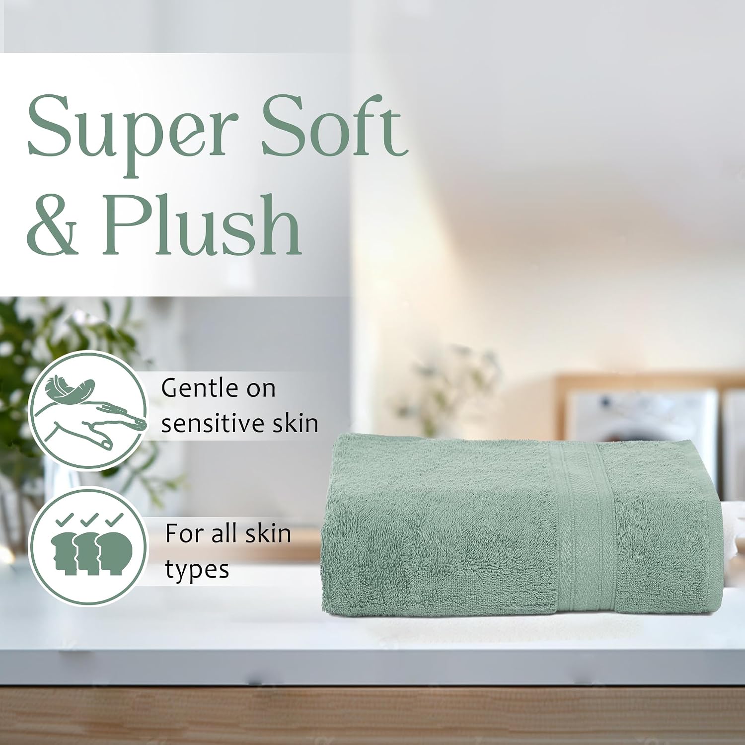 Ambra Linens 500 Gsm Highly Absorbent Bath Towel 100% Cotton Soft & Plush All Seasons Use Large Everyday Use Durable (Aqua Green)