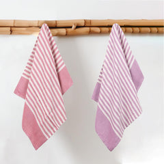 Mush Bamboo Turkish Hand Towels 250 Gsm | 100% Bamboo Gym Towel For Men & Women | Ultra Soft, Absorbent & Quick Dry Towel | Red & Purple Stripe (Set Of 2)